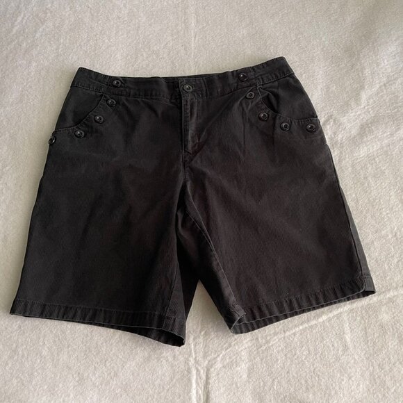 Joseph A Shorts Size 8 Black Nautical Cotton Spandex Blend Flat Front Pockets - Picture 1 of 12